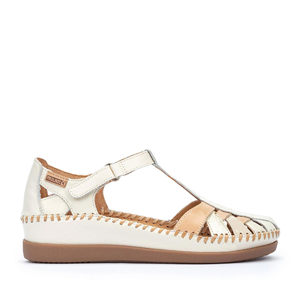 Sandalias Pikolinos Cadaques mujer nata piel cómodas con cuña baja