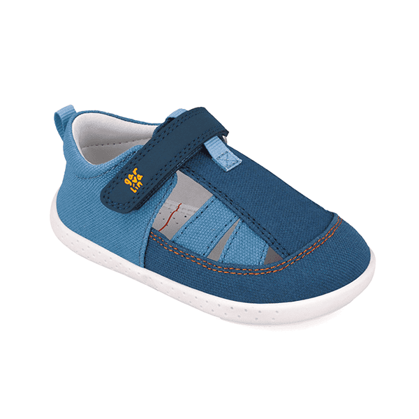 Garvalin Sandalia Lona Azul Petrol con Velcro - Imagen 5