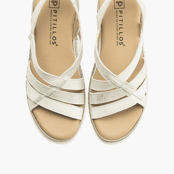 Pitillos Sandalia Confort Beige Plata Ancho Especial - Imagen 4