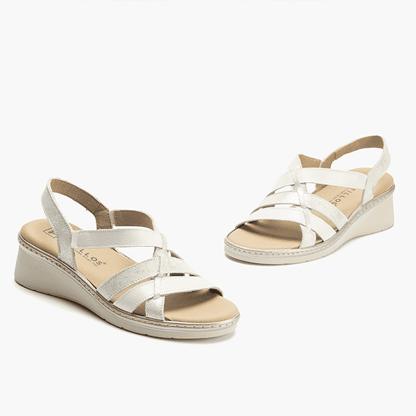 Pitillos Sandalia Confort Beige Plata Ancho Especial - Imagen 5
