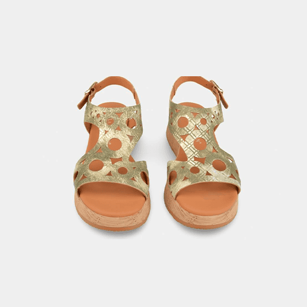 Sandalias Paula Urban kaki piel cuña - Imagen 5