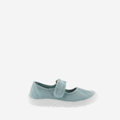 Zapatilla bailarina barefoot bebé unisex verde manzana algodón ecológico velcro Victoria