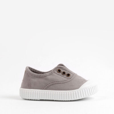 Zapatilla inglesita niña gris algodón ecológico elástico Victoria