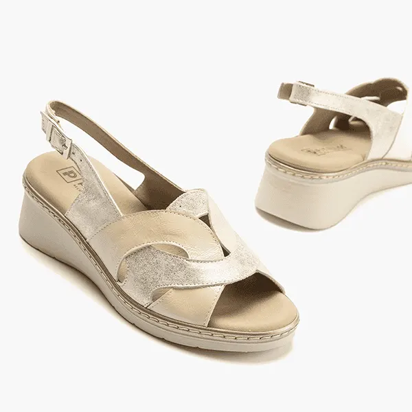 Sandalias Cuña Mujer Ancho Especial Crema – Pitillos