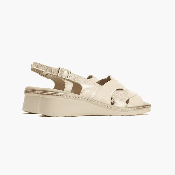 Sandalias Cuña Mujer Ancho Especial Crema – Pitillos