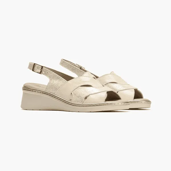 Sandalias Cuña Mujer Ancho Especial Crema – Pitillos
