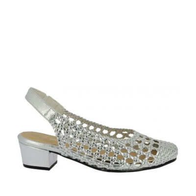 zapatos destalonados mujer platino trenzado