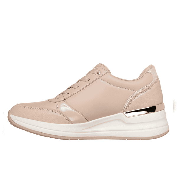 Nike Air Max, zapatillas casuales de mujer, calzado cómodo y a la moda para verano. Diseño elegante en color beige con detalles metálicos, ideales para vestir y caminar con estilo.