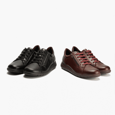 Zapatos de cuero negros y marrones para hombre, elegante y cómodo, ideal para vestir o uso diario, disponibles en tiendas de calzado Luis Rico.