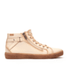 Zapato deportivo de cuero en color beige con cierre de cremallera y suela antideslizante para mujer - Tiendas de calzado Luis Rico.