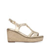 Sandalias cuña XTI mujer oro doradas altas verano cómodas