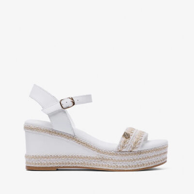 Sandalia confort mujer blanca cuña media Popa Arambol