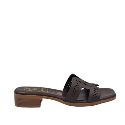 Sandalia destalonada mujer marrón tacón bajo sin cierre Oh My Sandals