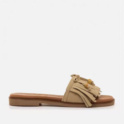 sandalias planas mujer Mustang camel cómodas