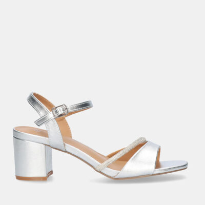 Sandalia fiesta plata glam mujer EXE elegante sofisticada femenina bodas eventos