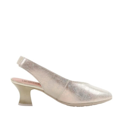 Zapato destalonado tacón medio dorado mujer Pitillos elegante cómodo primavera verano
