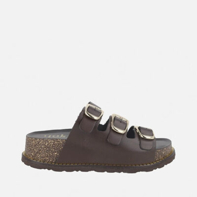 sandalias bio mujer Yokono marrón piel anatómicas