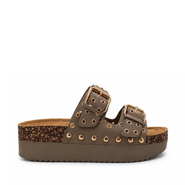 sandalias bio mujer Stay taupe plataforma cómodas