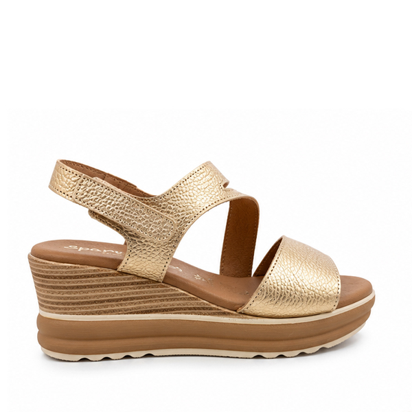 sandalias cuña alta mujer Oh My Sandals champán elegantes