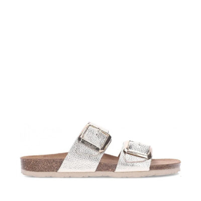 sandalias bio niña Inter-Bios platino con doble hebilla