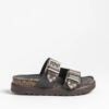 sandalias bio mujer Yokono marrón cuña de piel