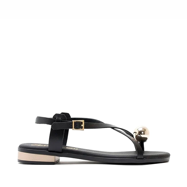 Sandalia plana mujer negra piel cómoda ligera Oh My Sandals
