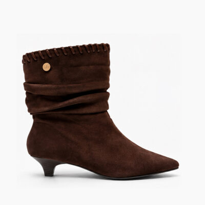 Botines mujer moka caña arrugada tacón fino Isteria vista principal