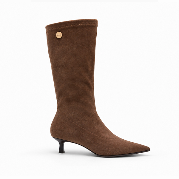 Botas altas mujer taupe microfibra elástica Isteria vista principal