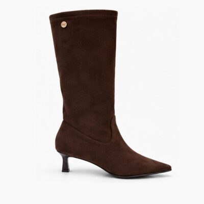 Botas altas mujer moka microfibra elástica Isteria vista principal