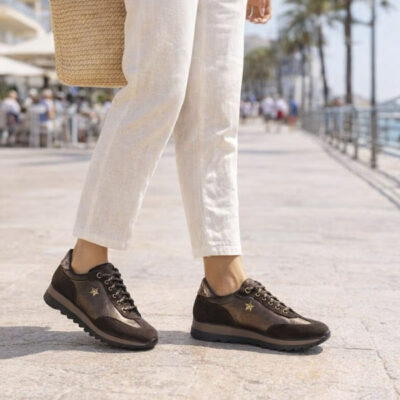 Zapatillas Cetti ante-metal coffee mujer puestas modelo