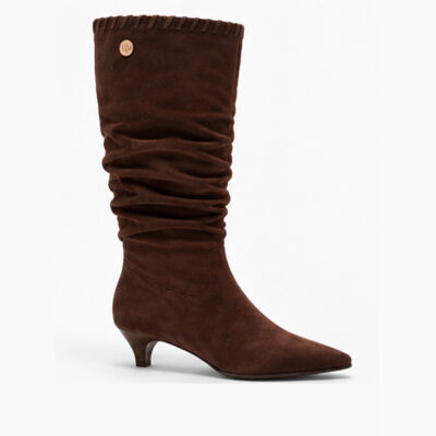 Botas mujer taupe microfibra arrugada Isteria vista principal