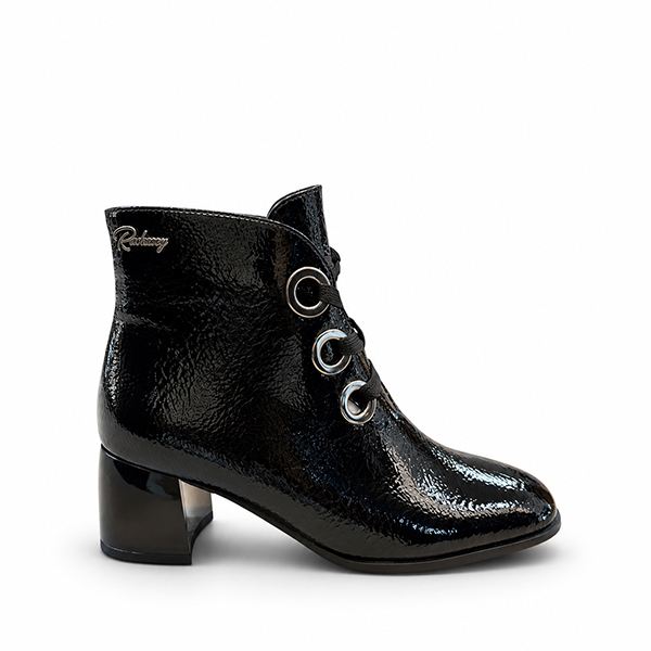 Botines mujer charol negro cordones tacón ancho Rock Away vista principal