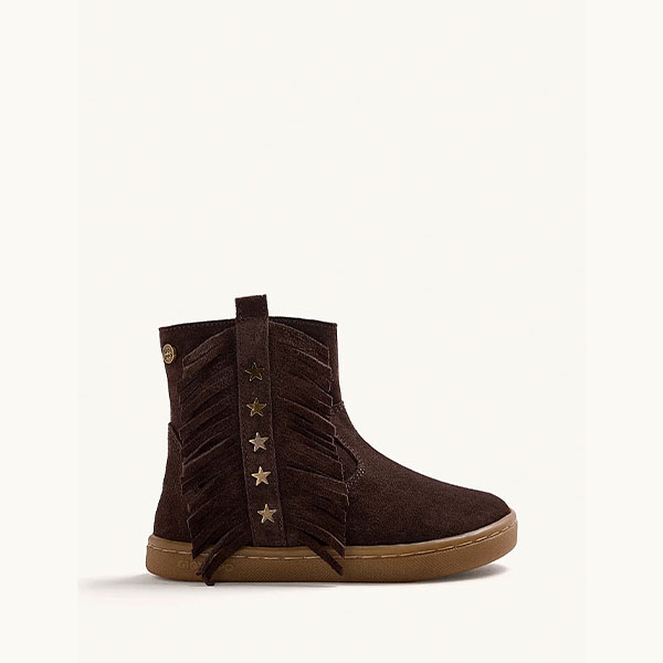 Botas barefoot niña marrón flecos Gioseppo vista principal