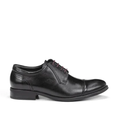 Zapato de vestir Fluchos en piel negra con cordones, plantilla extraíble y suela con cámara de aire