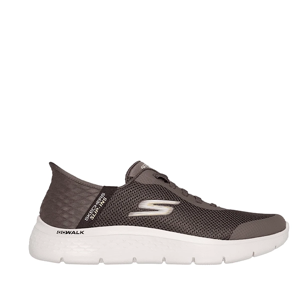Zapatillas Skechers Go Walk Slip-Ins marrón para hombre con suela blanca ligera y plantilla Memory Foam