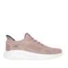 Zapatillas Skechers Slip-Ins taupe sin cordones para hombre con plantilla Memory Foam y suela blanca ligera