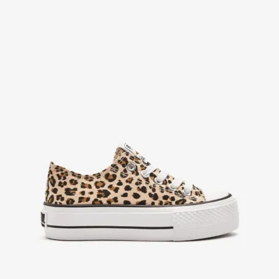 Zapatillas lona niña estampado leopardo sneaker suela antideslizante Conguitos