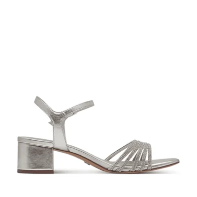 sandalias Tamaris plata mujer vestir elegantes tacón medio