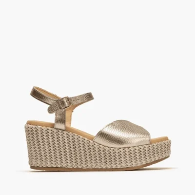 Pitillos Sandalia Cuña Alta Oro