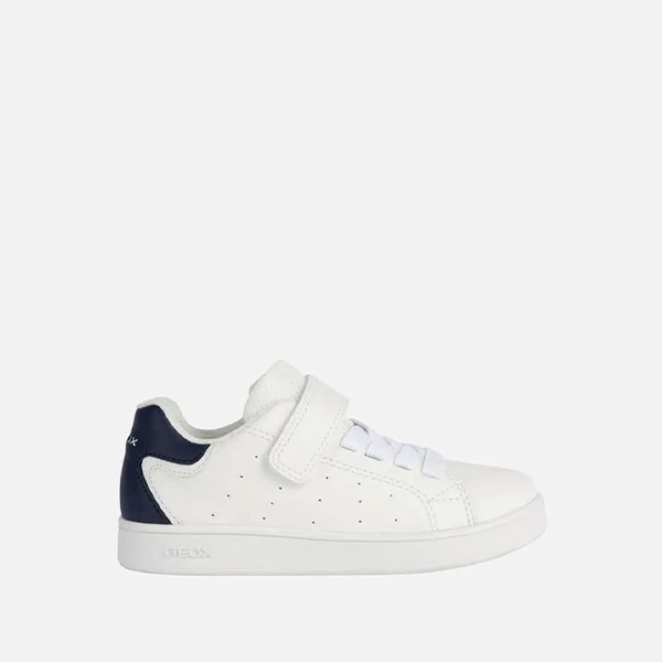 Deportivas colegiales blancas Geox niño con detalle azul