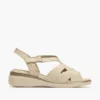 Sandalia confort mujer oro ancho especial velcro cuña Pitillos