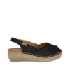 Sandalia esparto mujer piel negro cuña 5 cm Toni Pons Bernia
