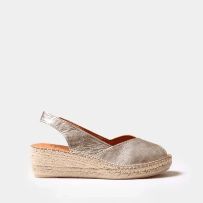 sandalias cuña esparto mujer Toni Pons platino