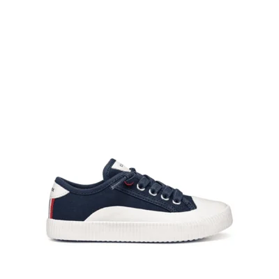 Zapatilla lona unisex azul marino cordones suela blanca Geox