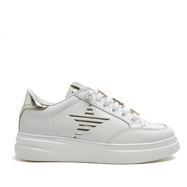 Zapatillas mujer blancas detalles dorados media estrella Cetti