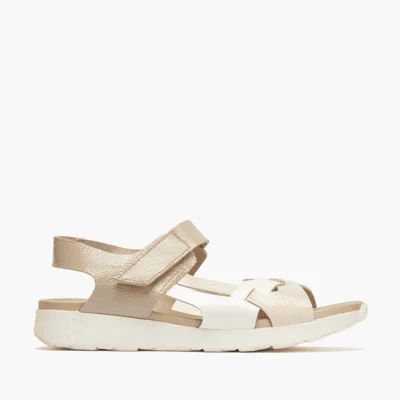 Sandalia confort mujer crema ancho especial velcro cuña Pitillos