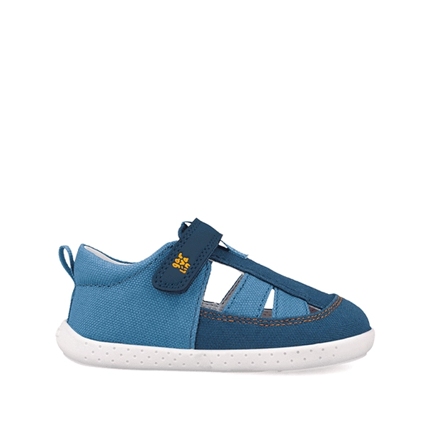 Sandalia lona niño azul marino petrol velcro plantilla extraíble Garvalin