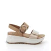 Sandalia plataforma mujer piel beige platino doble velcro Igi&Co