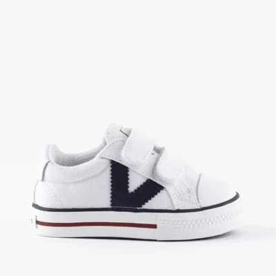 zapatillas lona niño velcro blancas Victoria