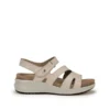 Sandalia confort mujer piel beige cuña flexible plantilla extraíble Fluchos